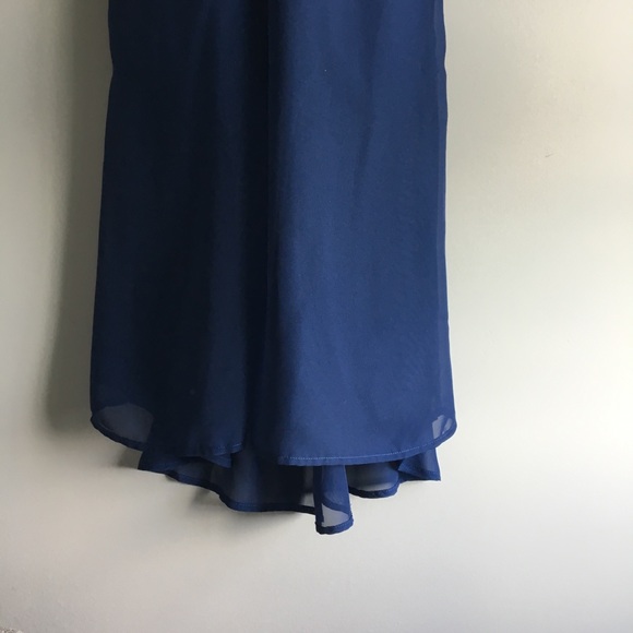Tevolio Navy chiffon halter gown with pockets - Picture 6 of 17
